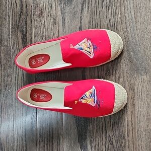 Women's Summer Espadrille Canvas‎ Slip in Shoes  Red Casual size 10